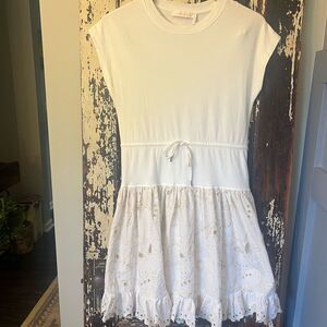 See by Chloe women’s white lace eyelet summer dress. Size Small.  Bea Details.